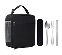 ZGDEIWGF Sac De Boîte À Déjeuner Noir 1 Pièce Et Ensemble De Couverts 1 Pièce, Sac À Déjeuner Adulte, Sac À Déjeuner Épais, Sac De Boîte À Déjeuner De Grande Capacité