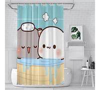 ZGDPBYF Peach And Goma Mochi Rideaux de douche en tissu imperméable Décoration créative de salle de bain avec crochets Accessoires pour la maison, comme sur la photo, 183 x 183 cm