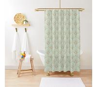 ZGDPBYF Rideau de douche géométrique Art Déco Motif éventail Imperméable Tissu Tissu Décoration de salle de bain avec crochets 220 l x 180 H cm