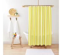 ZGDPBYF Rideau de douche jaune et blanc à rayures motif de chaise longue imperméable en tissu tissu décor de salle de bain avec crochets 190 l x 180 H cm