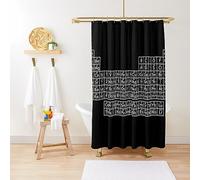 ZGDPBYF Rideau de douche noir et blanc Tableau périodique des éléments (inversé) Rideau de douche imperméable Tissu Tissu Décoration de salle de bain avec crochets 150 l x 180 H cm