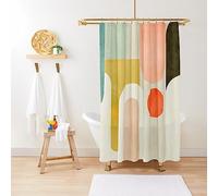 ZGDPBYF Rideau de douche rétro dégradé géométrie formes abstraites imperméable rideau de douche tissu tissu salle de bain décor avec crochets 150 l x 180 H cm