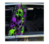 ZGDUOLOZ Un Ensemble De Deux Autocollants De Voiture Décorés d'un Motif De Crâne Éclaboussé d'encre Verte Et Violette. Conçus pour Les Piliers B De La Carrosserie. Objets de décoration