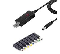 Zgehnao Adaptateur de ligne d'alimentation USB 5 V vers DC9 V 12 V USB vers 8 trous ronds Convertisseur LED USB Cordon