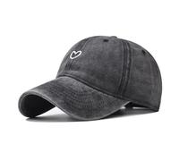 Zgehnao Casquette de baseball, casquette de baseball vintage en coton respirant avec détails en forme de cœur réglable, Noir , 5-6
