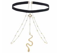 Zgehnao Chaîne de cuisse en forme de serpent, chaîne de cuisse en forme de serpent, chaîne de cuisse dorée en métal élastique, Circumference 38cm, Alliage