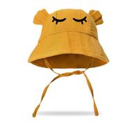 Zgehnao Chapeau pour enfant, chapeau de pêcheur pour bébé, ours timide, chapeau en coton pour chambre d'enfant, Jaune terrestre., 5-8