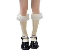 Zgehnao Chaussettes mi-longues, chaussettes amples en dentelle, chaussettes de mollet avec nœud papillon, chaussettes montantes pour enfants, chaussettes respirantes