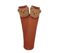 Zgehnao Chaussettes montantes pour bébé - Motif ours de dessin animé - Chaussettes au-dessus du mollet - Chaussettes coréennes respirantes pour enfant