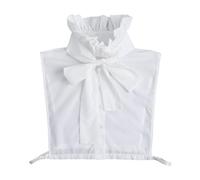 Zgehnao Chemise élégante et détachable pour femme, faux col à volants avec nœuds à nouer faux col boutonné demi-chemise pour costumes et pulls, blanc, Reference Dimensions