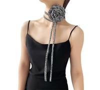 Zgehnao Collier de fête, écharpe élégante à fleurs pour fête, écharpe fine à pois pour femme, tendance, serre-tête, serre-tête, Léopard noir., Rope length 150cm