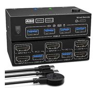 Zgehnao Commutateur KVM polyvalent USB 3.0 haut multimédia pour plusieurs ordinateurs vers un seul clavier