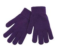 Zgehnao Gants d'hiver chauds en tricot épais pour femmes et hommes, doublure en peluche de couleur unie, gants thermiques coupe-vent pour l'extérieur, violet, 20*11CM