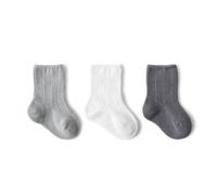 Zgehnao Lot de 3 paires de chaussettes chaudes pour bébés et filles - Pour l'automne et l'hiver - Couleur unie - Accessoires pour vêtements d'hiver, Groupe gris, xs, 10-15 Short