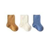 Zgehnao Lot de 3 paires de chaussettes chaudes pour bébés et filles - Pour l'automne et l'hiver - Couleur unie - Accessoires pour vêtements d'hiver, Groupe bleu, XS, 10-15 Short