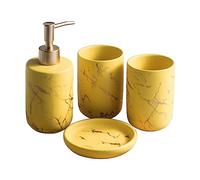 Zgehnao Lot de 4 accessoires de salle de bain - Bouteille de lotion - Porte-savon - Porte-brosse à dents - Multifonction - Fournitures ménagères