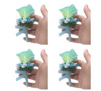 Zgehnao Lot de 4 boutonnières de mariage pour mariée, demoiselle d'honneur, boutonnière à fleurs réalistes pour bal de fin d'année, costume de robe de mariée, décoration de corsage