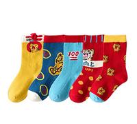 Zgehnao Lot de 5 paires de chaussettes de Noël pour enfants Motif Père Noël bonhomme de neige