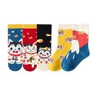 Zgehnao Lot de 5 paires de chaussettes de Noël pour enfants Motif Père Noël bonhomme de neige