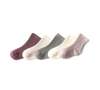 Zgehnao Lot de 5 paires de chaussettes tricotées pour bébé - En coton solide - Printemps et automne - Pour nouveau-né et enfant, C, XL pour 5 à 8 ans, 10-15 Short