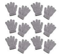 Zgehnao Lot de 6 paires de mitaines chaudes tricotées pour enfants - Couleur unie, gris, Suitable for 5-15 Years