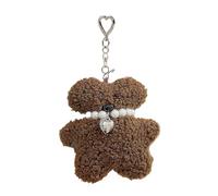 Zgehnao Pendentif de sac, porte-clés ours en peluche avec collier de perles, pendentif pour téléphone portable, pendentif en coton PP doux, breloque animal en peluche pour téléphones et sacs, Couleur