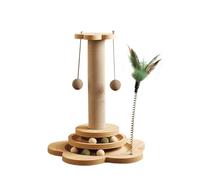 ZGFHLI Carrousel en Bois pour Chats, Jouet Interactif en Bois, Jouet pour Chats À Plateau Tournant À 2 Niveaux, Carrousel pour Chats, Boules À Secouer, Plume pour Chats Et Chatons,A