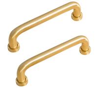ZGFHNY Lot de 10 Cuisine Armoire Porte Poignées, 160 mm Poignées de tiroir modernes dorées, Poignee de Meuble Cuisine en Laiton Brossé pour Tiroirs, Armoires, Placard(96mm Hole Center)