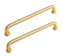 ZGFHNY Lot de 10 Cuisine Armoire Porte Poignées, 160 mm Poignées de tiroir modernes dorées, Poignee de Meuble Cuisine en Laiton Brossé pour Tiroirs, Armoires, Placard(128mm Hole Center)