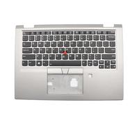 ZGGOZDH pour Lenovo pour ThinkPad X390 pour Yoga pour Ordinateur Portable C-Cover avec Clavier Interne USA Anglais Argent rétroéclairé FRU:02HM716 02HM717