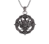 ZGGUOJU Collier personnalisé pour hommes Pendentif samouraï noir japonais Démon guerrier disque pendentif collier rétro personnalisé Punk Accessoires pour hommes Bijoux cadeaux