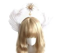Zghhc 1pc Halo Couronne Bandeau Déesse Chapeaux Mariée Mariage Couronne Halo Coiffure Ange Plume Ailes Diadèmes Couronnes pour Les Femmes