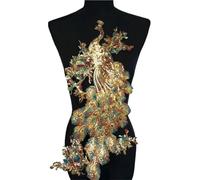 Zghhc Applique De Broderie, Applique De Robe De Mariée, Plumes De Paon À Paillettes, Patchs À Coudre, Badges Brodés, Appliques pour Robe, Accessoires De Broderie DIY