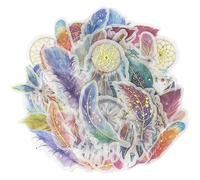 Zghhc Autocollants Scrapbook 60 Pièces/Ensemble Washi Plume Attrape-rêves Autocollants Autocollants Décoratifs Auto-adhésifs pour Album Carnet Journal Carte