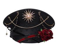 Zghhc Chapeau Militaire De Lolita pour Femmes, avec Rose, Steampunk, Festival De Carnaval, Capitaine Yacht, Chapeau De Fête, Costume d'halloween
