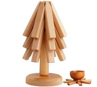 Zghhc Dessous De Plat en Bois pour Plats Chauds, Ensemble De Dessous De Plat en Forme d'arbre, Support De Pot Élégant, sous-Verres en Bois, Tapis De Table, Dessous De Verre pour Cuisine