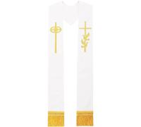 Zghhc Étole De Clergé Double Face avec Pompons Étole De Clergé D'église Écharpe Religieuse D'église pour Accessoires De Robe De Prêtre Officiant