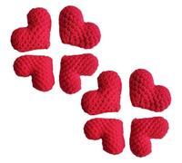 Zghhc Lot De 8 Décorations en Forme De Cœur Rouge, en Tricot, Crocheté, Fait À Main, Idéal pour Décorer Un Vase, Un Sapin De Noël Ou Une Fête.