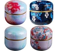 Zghhc Mini Caddie À Thé, Conteneurs, Canettes De Bougies, Boîtes De Rangement Portables pour Café, Bonbons, Collations, Bocaux Scellés, Service À Thé, 4 Pièces