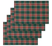 Zghhc Napperons De Table De Noël 30x45cm, 4 Pièces, Serviettes en Tissu À Carreaux Tartan Écossais Doux, Tapis De Table De Cuisine Décoratif, Décor Festif