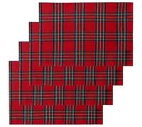 Zghhc Napperons De Table De Noël 30x45cm, 4 Pièces, Serviettes en Tissu À Carreaux Tartan Écossais Doux, Tapis De Table De Cuisine Décoratif, Décor Festif