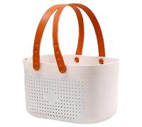 Zghhc Panier De Douche Portable en Plastique, Panier De Rangement De Salle De Bain avec Poignées, Fourre-Tout De Douche, Bac De Rangement De Drainage Creux, Bac De Rangement De Toilette
