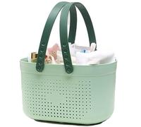 Zghhc Panier De Douche Portable en Plastique, Panier De Rangement De Salle De Bain avec Poignées, Fourre-Tout De Douche, Bac De Rangement De Drainage Creux, Bac De Rangement De Toilette