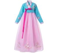 Zghhc Robe Hanbok Traditionnelle Coréenne pour Femme, Broderie Florale, Costume De Princesse Coréenne pour Spectacle De Cosplay