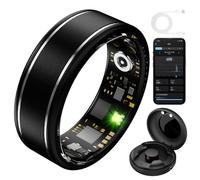 ZGHQHCDRH Bague connectée pour Homme et Femme, Bracelet de Suivi d'activité avec cardiofréquencemètre, Application, Suivi du Sommeil, chronomètre Sportif, Distance, étanche(Black,12)