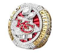 ZGHQHCDRH Bague et trophée de Championnat, Bague du Championnat de Rugby 2019, Coffret Cadeau en Bois des Champions Super Bowl Kansas City, Objet Collection(14#)