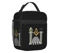 ZGHQHCDRH Boaz et Jachin Solomon’s Temple Boîte à Lunch Portable étanche Maçon Mason Franc-maçon Glacière Thermique Nourriture Sac à Lunch Isotherme