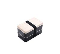 ZGHQHCDRH Boîte à lunch, Boîtes à Bento 1200ml micro-ondes Double couche boîte déjeuner en bois sensation salade Portable conteneur avec(Black)