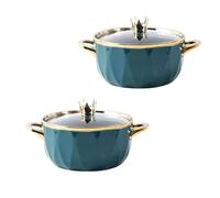 ZGHQHCDRH Bol à nouilles en céramique, Bol de nouilles instantanées en céramique, bol Ramen luxe européen Phnom Penh 35.2oz, à soupe couleur unie avec couvercle(Green)