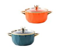 ZGHQHCDRH Bols en céramique, Bol de nouilles instantanées en céramique, bol Ramen luxe européen Phnom Penh 35.2oz, à soupe couleur unie avec couvercle(Couple)